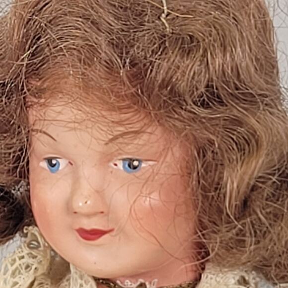 Vintage 7"  Folk Doll with Purple Velvet Dress and Lace Details - Picture 3 of 13